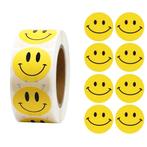500 Stickers Op Rol - 2.5cm - Emoji / Smiley Geel -, Verzenden, Nieuw
