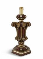 Tafellamp - Goudkleurig hout naar Mekka. - Lamphouder Nap