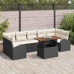 vidaXL Tuin Sofa Set met opslag 8 pcs Zwart Poly riet, Verzenden, Nieuw, Rotan