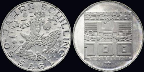 Austria 100 schilling 1975- 50 years schilling zilver, Postzegels en Munten, Munten en Bankbiljetten | Verzamelingen, Verzenden