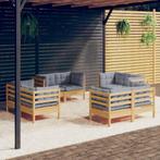 vidaXL 8-delige Loungeset met grijze kussens grenenhout, Verzenden, Nieuw, Loungeset