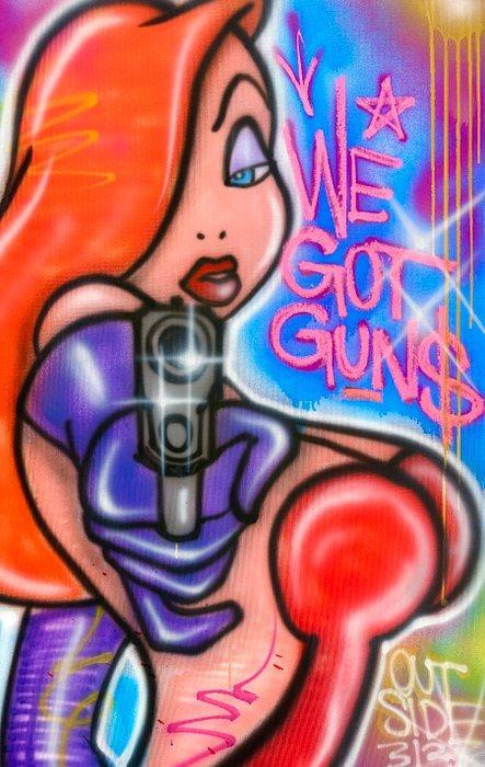 Outside313 - Jessica Rabbit - We got guns, Antiek en Kunst, Kunst | Schilderijen | Modern