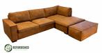 Refurbished 4-zits hoekbank cognac met 6 mnd garantie!, Huis en Inrichting, Banken | Bankstellen, Overige materialen, 250 tot 300 cm