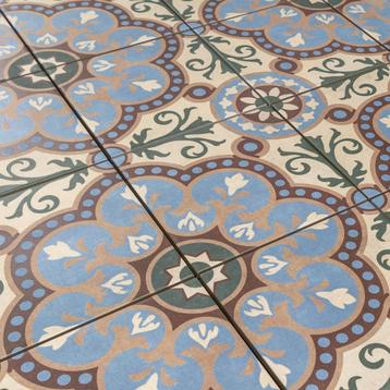 Keramische Portugese vloertegels 20x20 bloem motief met bont beschikbaar voor biedingen
