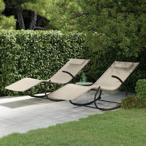 vidaXL Ligbedden 2 st schommelend staal en textileen, Tuin en Terras, Ligbedden, Nieuw, Verzenden