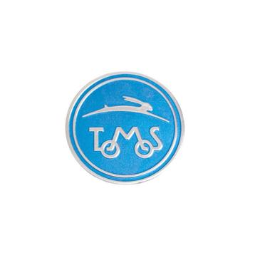 Sticker Tomos logo rond 50mm RealMetal&#x00AE; blauw /