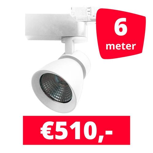 LED Railverlichting Rocket Wit 6 spots + 6M rails, Zakelijke goederen, Kantoor en Winkelinrichting | Winkel en Inventaris