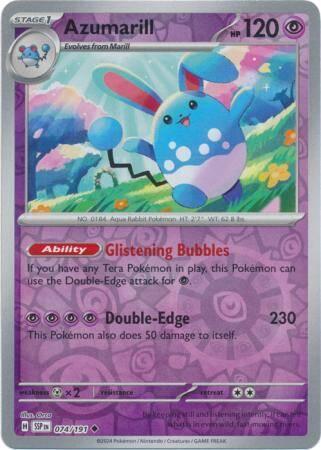 Azumarill 074/191 reverse holo surging sparks, Hobby en Vrije tijd, Verzamelkaartspellen | Pokémon, Losse kaart, Nieuw, Foil, Ophalen of Verzenden