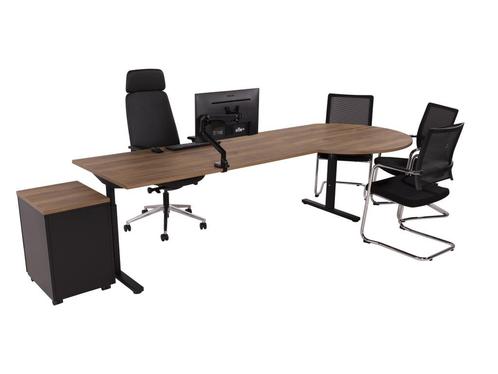 Bureau  vergaderstuk TUBE zwart-cognac walnoten 200x80-120, Zakelijke goederen, Kantoor en Winkelinrichting | Kantoormeubilair en Inrichting