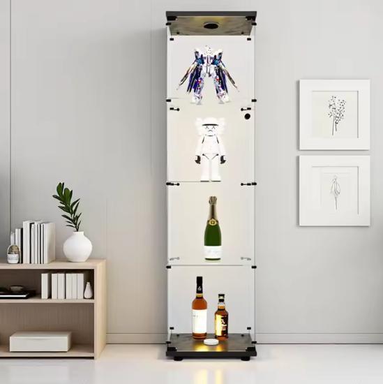 Glazen Vitrinekast met LED – 4-Laags Displaykast, Huis en Inrichting, Kasten | Vitrinekasten, Nieuw, Verzenden