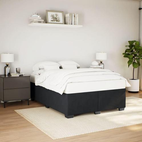 vidaXL Bedframe zonder matras 140x190 cm fluweel zwart, Huis en Inrichting, Slaapkamer | Bedden, 140 cm, 190 cm of minder, Zwart