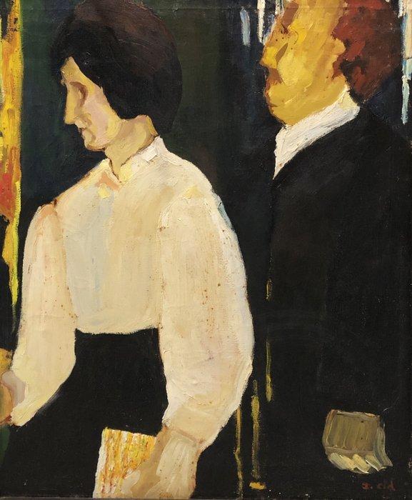 Ignacio Cid (1944) - Santiago Carrillo et Carmen Menéndez, Antiek en Kunst, Kunst | Schilderijen | Klassiek