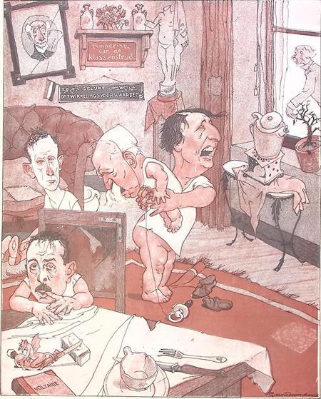 Spotprent over het vertrek van Henri Marchant bij de VDB, Antiek en Kunst, Kunst | Litho's en Zeefdrukken, Verzenden