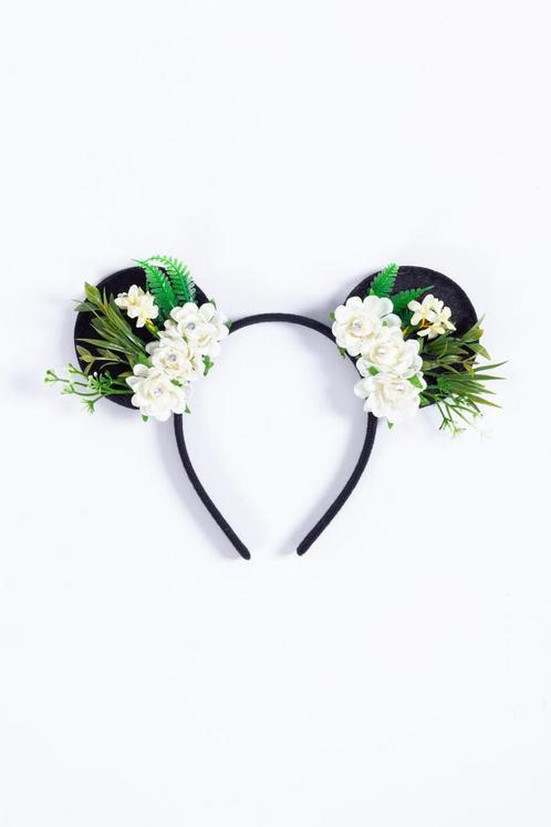 Haarband Mouse Oortjes Bloemetjes Wit Strass Steentjes Diama, Kleding | Dames, Carnavalskleding en Feestkleding, Accessoires, Nieuw