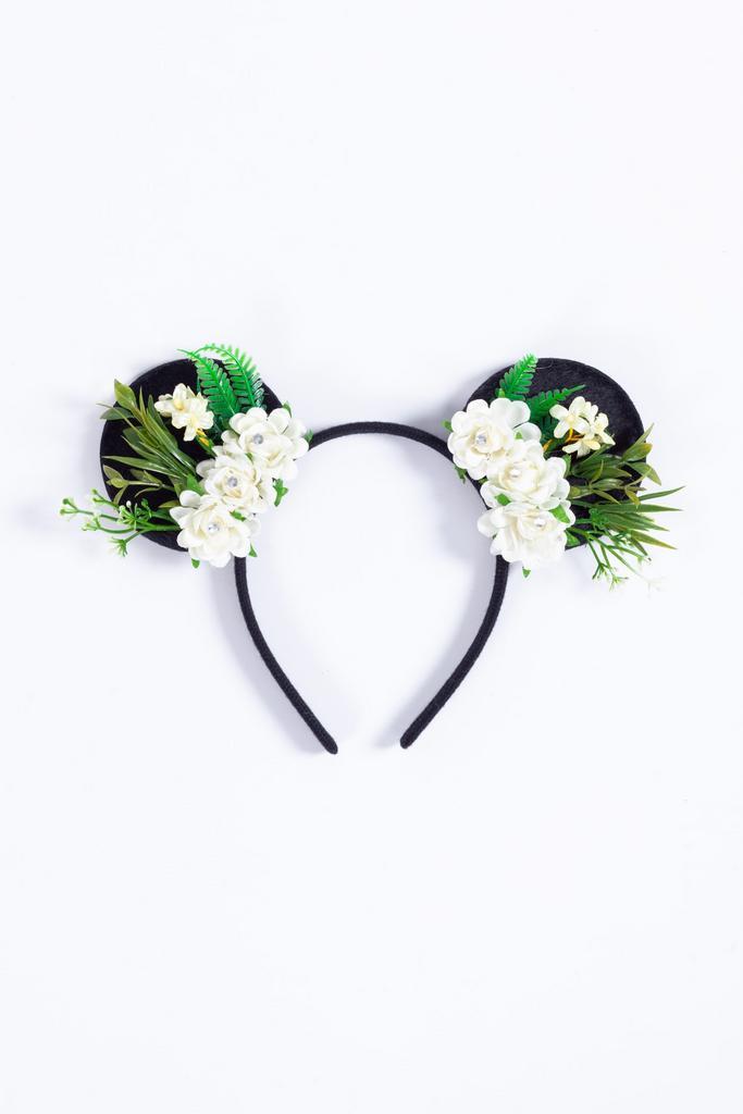 Haarband Mouse Oortjes Bloemetjes Wit Strass Steentjes Diama, Kleding | Dames, Carnavalskleding en Feestkleding, Accessoires, Nieuw