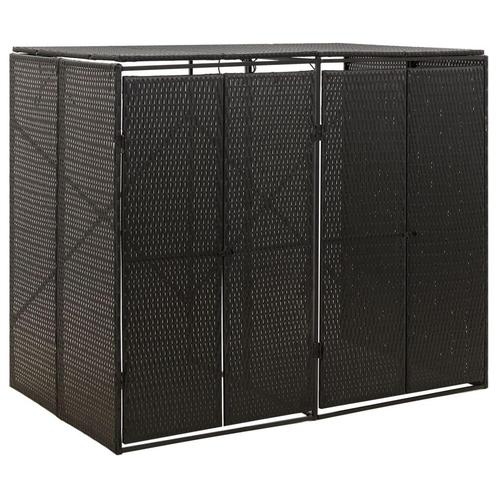 Containerberging dubbel 140x80x117 cm poly rattan zwart, Huis en Inrichting, Overige Huis en Inrichting, Nieuw, Verzenden