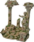 Polyresin ornament Romeinse tempel met beeld grijs 22x17 cm, Dieren en Toebehoren, Vogels | Toebehoren, Nieuw, Verzenden