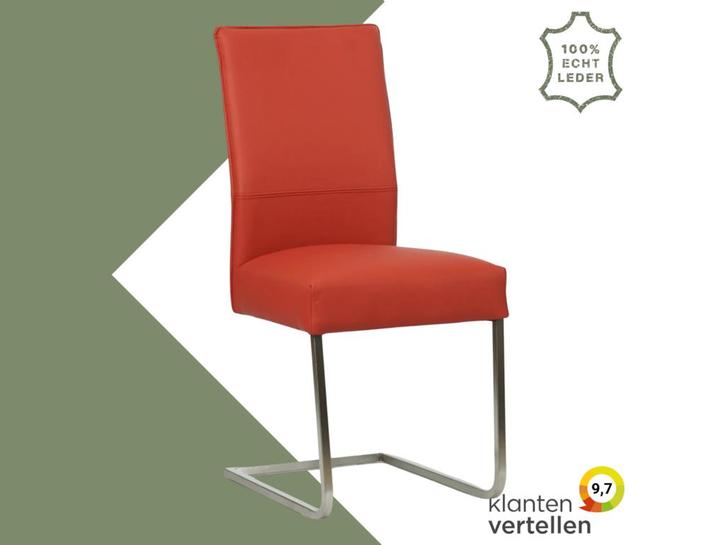 Leren eetkamerstoel Remix - Toledo Siegelstein (rood) -, Huis en Inrichting, Stoelen, Eén, Rood, Nieuw, Leer, Ophalen of Verzenden