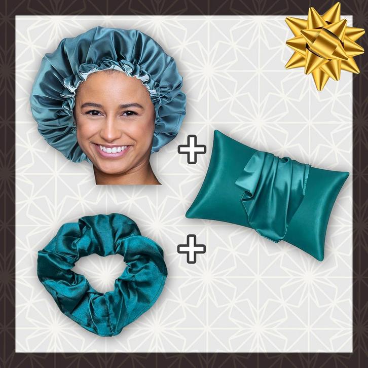 SATIN SET - Bescherm je haar & huid - Teal Satijnen Slaapmut, Sieraden, Tassen en Uiterlijk, Uiterlijk | Haarverzorging, Nieuw