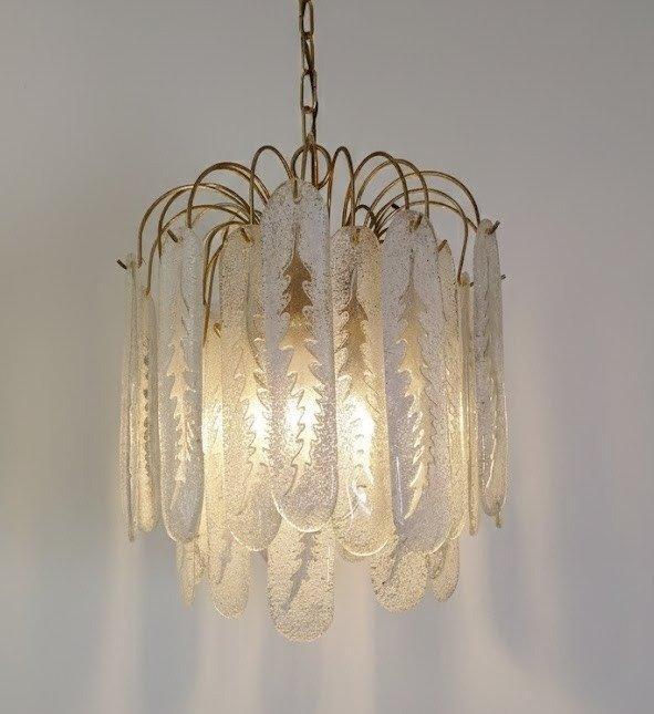 Plafondlamp - Brons, Messing, Glas - Vintage hanglamp, Antiek en Kunst, Curiosa en Brocante