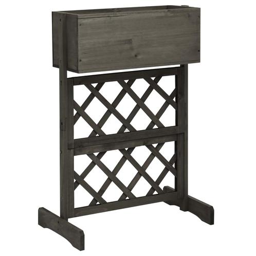 vidaXL Latwerkplantenbak 45x30x74 cm massief vurenhout grijs, Tuin en Terras, Bloembakken en Plantenbakken, Minder dan 60 cm, Nieuw