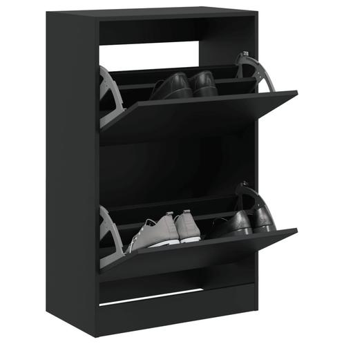 vidaXL Schoenenkast 60x34x96,5 cm bewerkt hout zwart, Huis en Inrichting, Kasten | Schoenenrekken, Nieuw, Verzenden