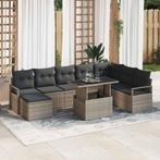 vidaXL Tuin Sofa Set 9 pcs Grijs Poly rattan en gepoedercoat, Verzenden, Nieuw, Rotan