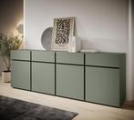 Meubella Dressoir Cainan groen zwart 225 cm, Huis en Inrichting, Verzenden, Nieuw, 25 tot 50 cm, Modern