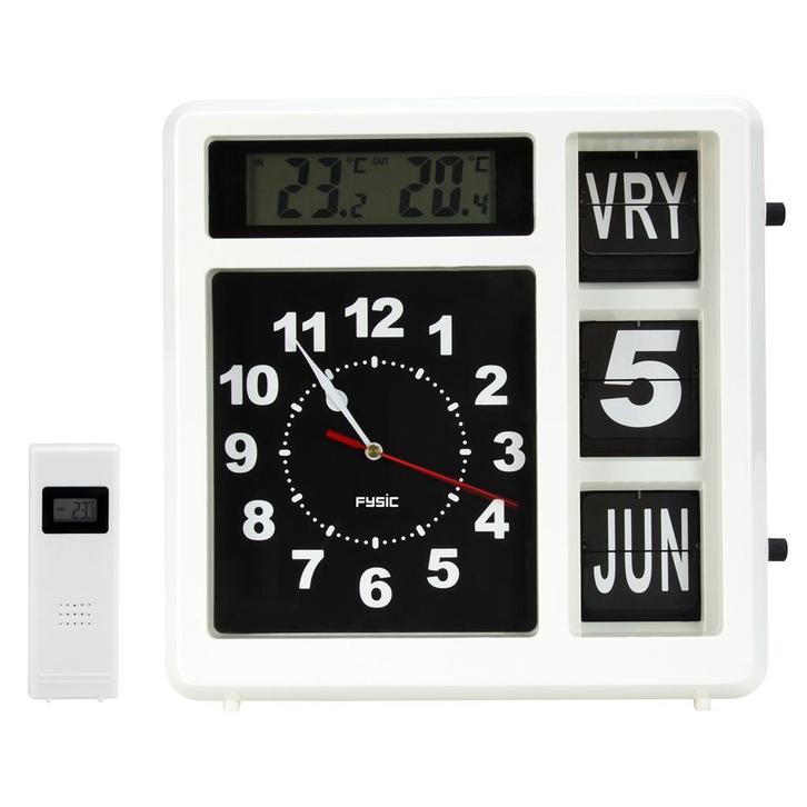 Grote analoge wandklok met temperatuurweergave, wit, Diversen, Verpleegmiddelen, Nieuw, Ophalen of Verzenden