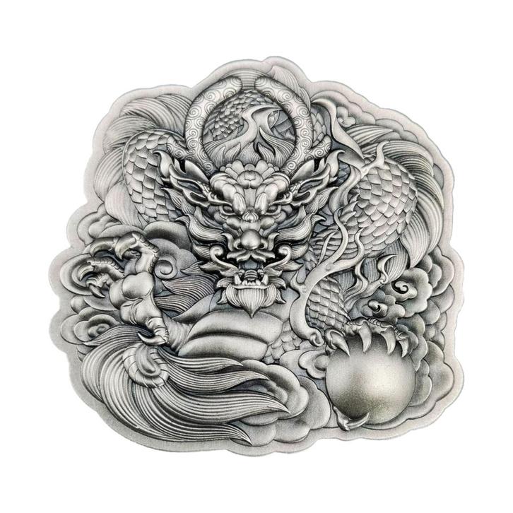 Fiji Dragon Shaped High Relief Antiqued 2022, Postzegels en Munten, Edelmetalen en Baren, Verzenden
