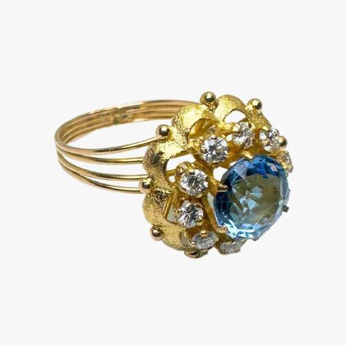 Ring - 18 karaat Geel goud - 1.90ct. tw. Topaas - Diamant -, Sieraden, Tassen en Uiterlijk, Ringen