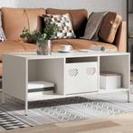 vidaXL Salontafel 101,5x50x43,5 cm koudgewalst staal wit, Huis en Inrichting, Tafels | Salontafels, 100 tot 150 cm, Verzenden