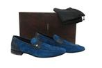 STEFANO RICCI RRP 4000€ Suede & Alligator Loafers – Cobalt, Nieuw