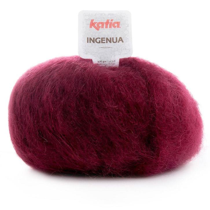 Katia Ingenua - 19 bordeauxrood - Mohair Garen, Hobby en Vrije tijd, Breien en Haken, Ophalen of Verzenden