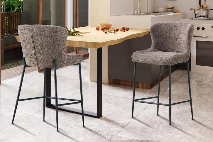 Barstoel Lisa Bouclé Zand (2 per doos), Huis en Inrichting, Stoelen, Nieuw, Ophalen of Verzenden