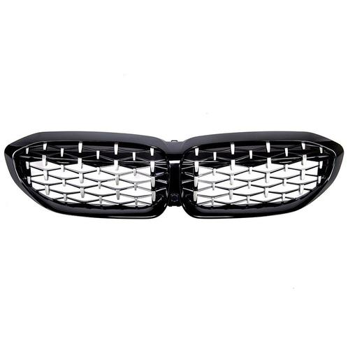 Black/Chrome Diamond Look Sport Front Grill voor BMW 3 Serie, Auto diversen, Tuning en Styling, Ophalen of Verzenden