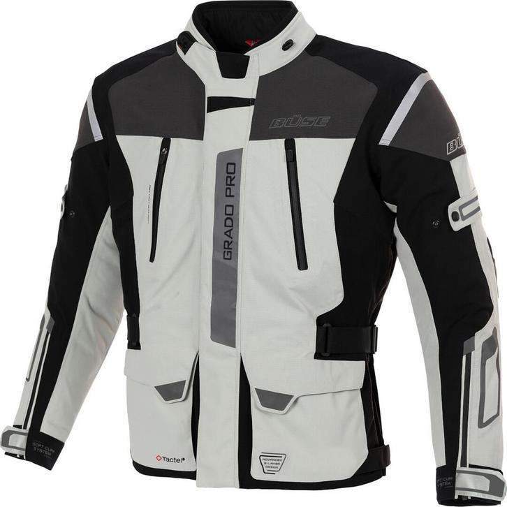 Büse Grado Pro Lichtgrijs Zwart Waterdicht Textiel Jas, Motoren, Kleding | Motorkleding, Heren, Nieuw met kaartje, Jas | textiel