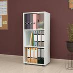 [en.casa] Boekenkast schap Vara 108x49x30 cm wit, Huis en Inrichting, Kasten | Boekenkasten, Verzenden, Nieuw