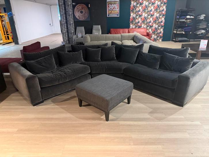 Ronde Hoekbank Viola Velvet Zwart 70% Extra Korting bankstel, Huis en Inrichting, Banken | Bankstellen, 300 cm of meer, 100 tot 125 cm