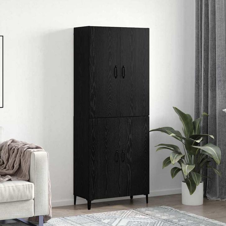 vidaXL Highboard Zwart eiken 69,5 x 34 x 180 cm Bewerkt hout, Huis en Inrichting, Kasten | Buffetkasten, Nieuw, Minder dan 50 cm