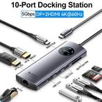 10-in-1 USB-C Hub 4K60Hz HDMI DP RJ45 PD100W Docking, Nieuw