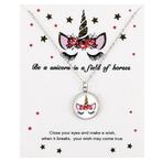Fako Bijoux® - Ketting Op Kaart - Eenhoorn Cabochon -, Sieraden, Tassen en Uiterlijk, Kettingen, Verzenden, Nieuw