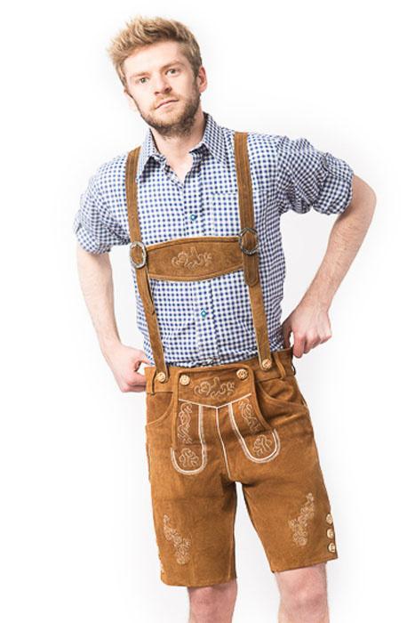 Lederhose Leer Kort Bruin en Bretels, Kinderen en Baby's, Carnavalskleding en Verkleedspullen, Nieuw, Verzenden