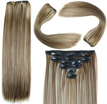 6 delige synthetische haarverlenging van 58 cm lang. beschikbaar voor biedingen