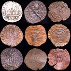 Spanje. Lote de nueve (9) monedas de cobre y vellón Destacan