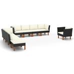 vidaXL 9-delige Loungeset poly rattan en eucalyptushout, Verzenden, Nieuw, Rotan, Loungeset