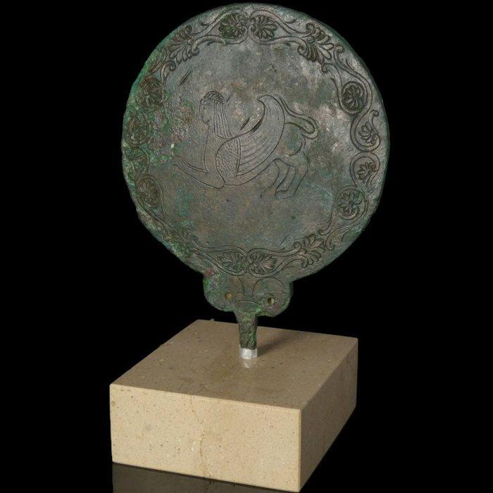 Etruscan Handspiegel met Sfinx, Antiek en Kunst, Antiek | Overige Antiek