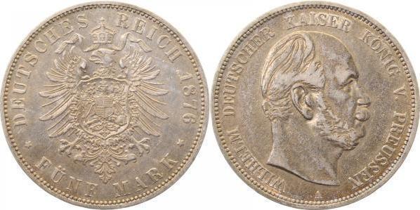 Duitsland 5 Mark Wilhelm I Preussen Pruisen 1876 A fast v..., Postzegels en Munten, Munten | Europa | Niet-Euromunten, Verzenden
