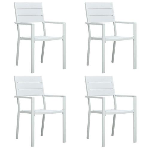 Witte Tuinstoelen (4 stuks) - Tweedekansje - OP = OP, Tuin en Terras, Tuinstoelen, Nieuw, Kunststof, Ophalen of Verzenden