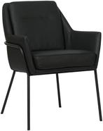 Zwarte leren industriële design eetkamerstoel - Hermes Leer, Huis en Inrichting, Stoelen, Overige kleuren, Nieuw, Leer, Ophalen of Verzenden